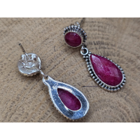  Echt zilveren Robijn oorbel stekers hangende druppel